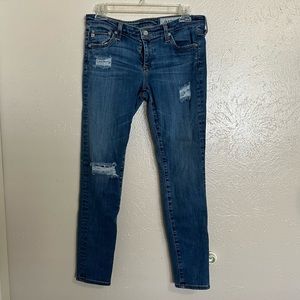 AG Adriano Goldschmied The Legging Ankle Super Skinny Distressed Ripped Jeans
